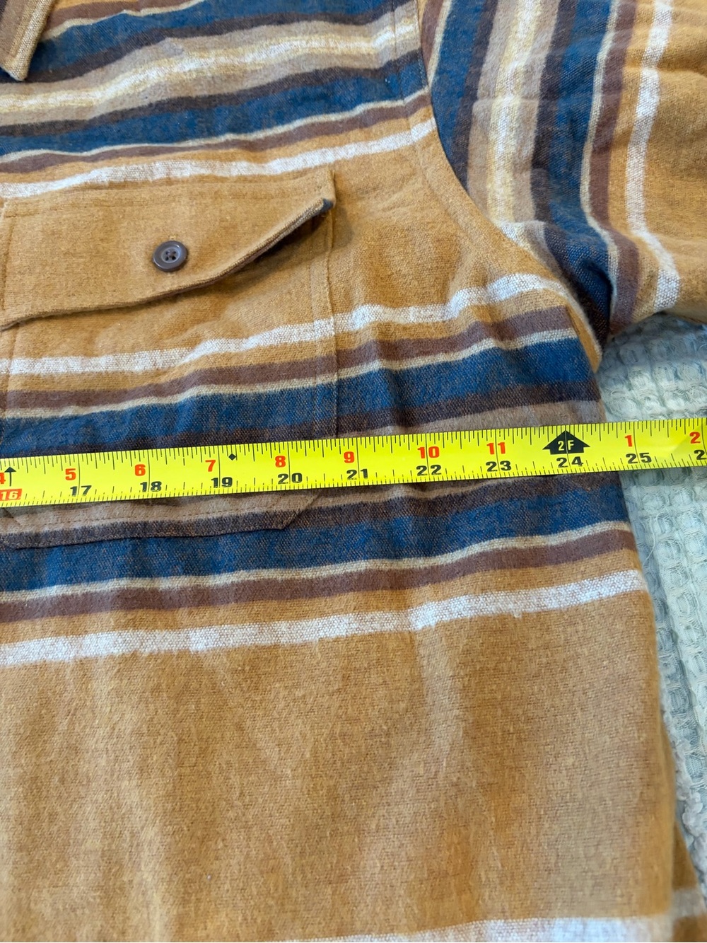 L.L.Bean Chamois Shirt Men XL Reg Brown Striped Flannel Button Up Heavy - Picture 5 of 6